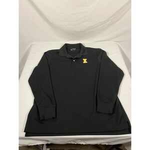 Iowa Hawkeyes Long Sleeve Polo Shirt Men's XL Black Yellow Embroidered Logo